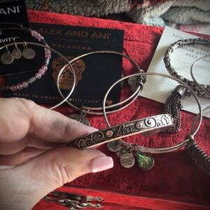 9 Retired Alex and Ani Silver Charm Bangles  “Regal Set”